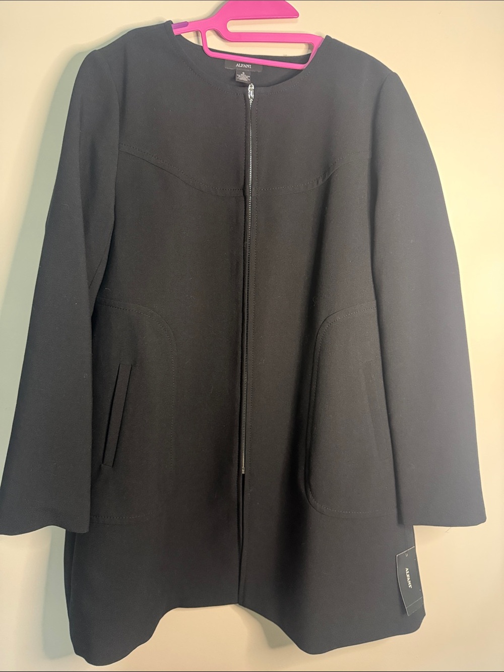 Alfani Black Zip-Front Pea Coat